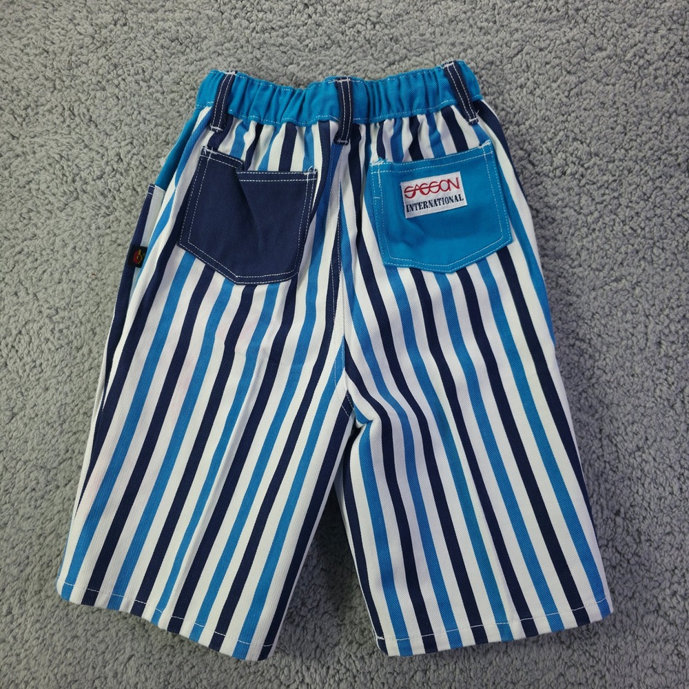 Vintage 1989 Sasson Kids Navy Blue Stripe T-Shirt and Shorts Set Size 7 NWT - Picture 10 of 11